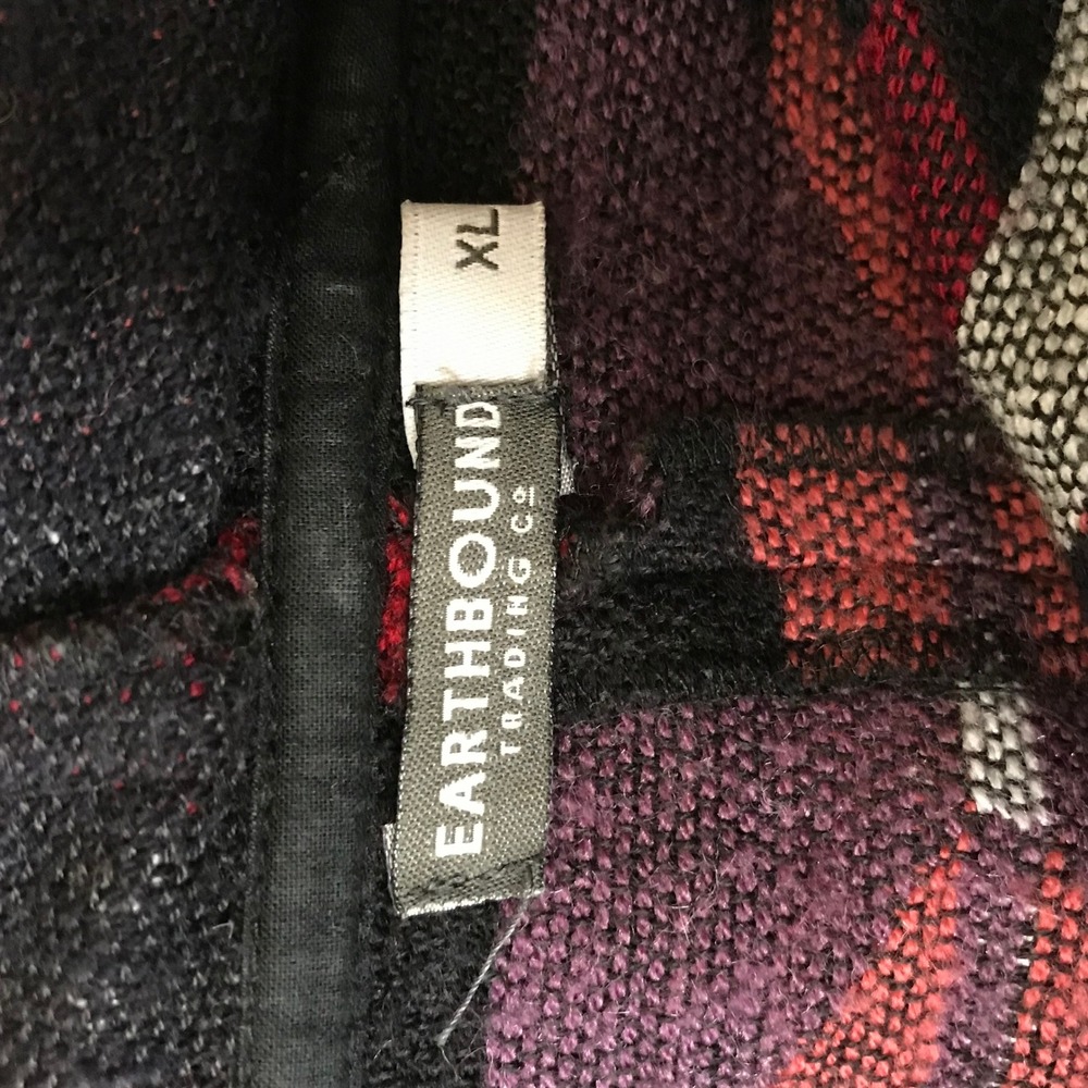 Women's Hooded Zip Poncho - Burgundy Aztec - Picture 7 of 8
